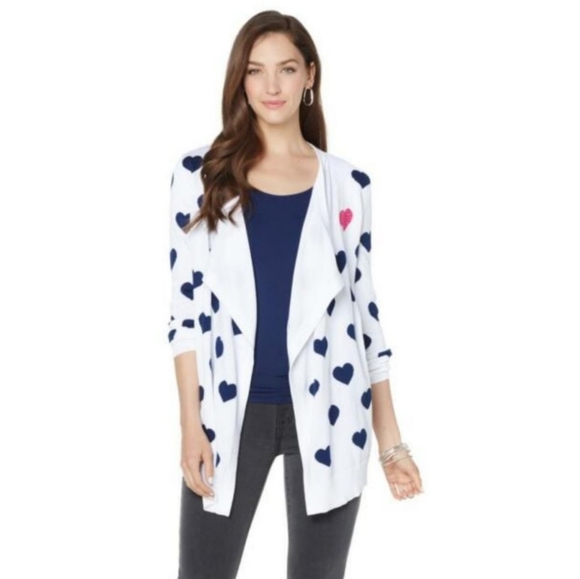 Faith & Zoe Intarsia Heart Sweater Cardigan - Picture 9 of 9